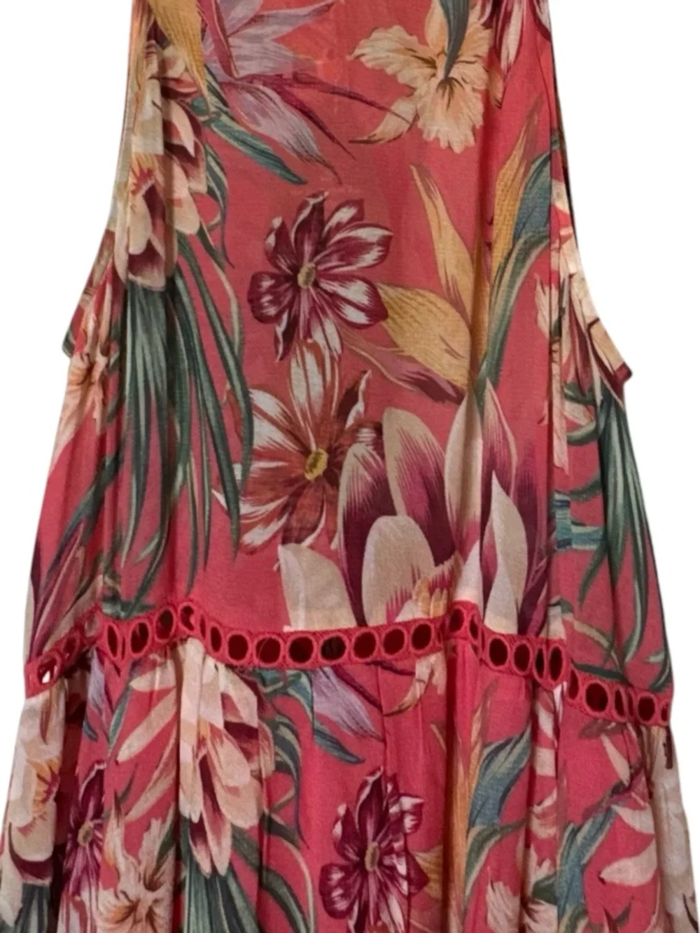 Farm Rio Lotus Floral Halter Maxi Dress NWT Size M Flowy Resort Vacay Tropical - Picture 5 of 15
